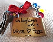 Personalised Love Padlock Decorated Using Upcycled Vintage Beads Valentines Gift Present Unusual Special