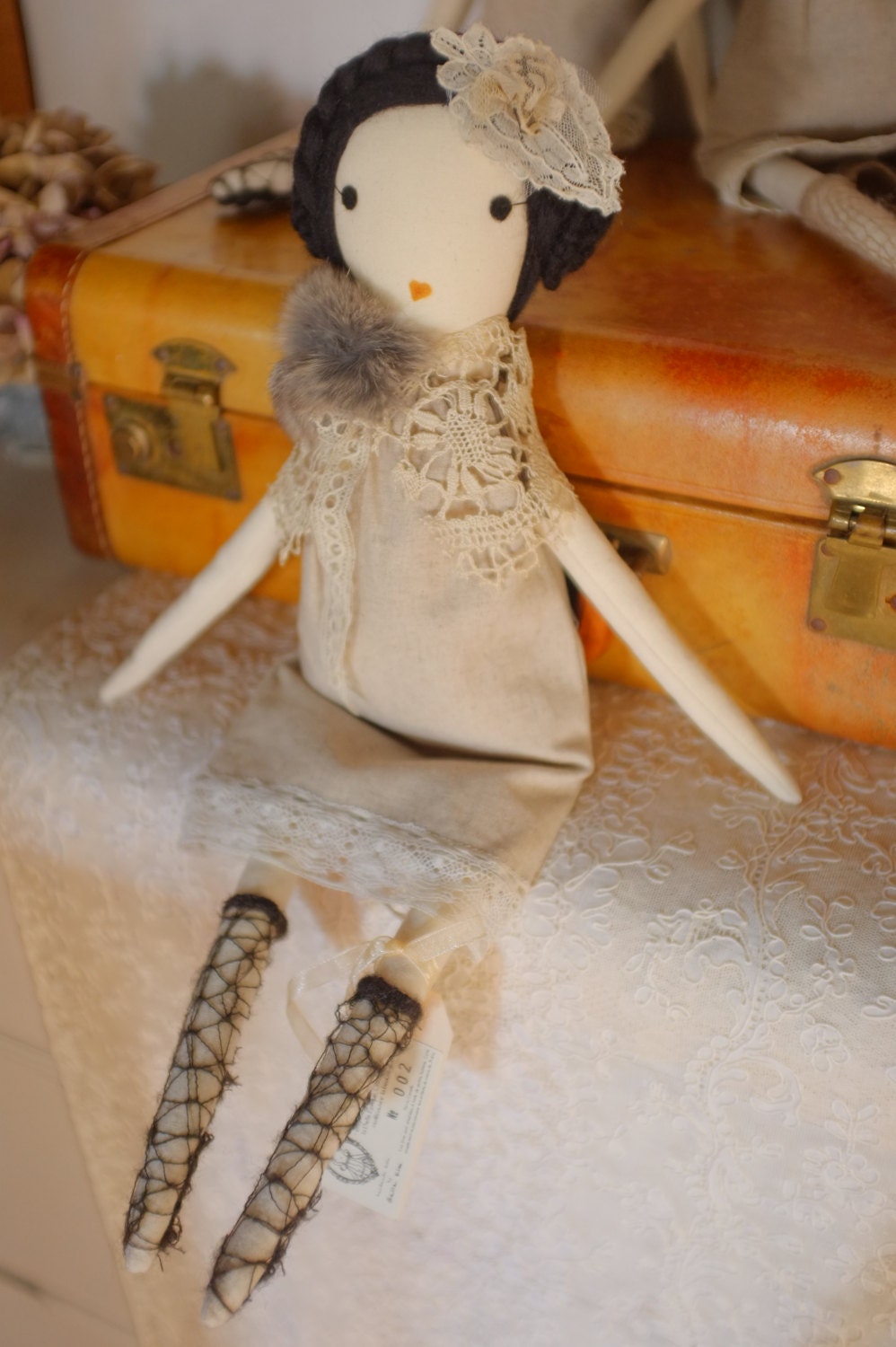 Handmade Rag Dolls by Gaiia Kim, One-of-a-Kind Cloth Doll, Limited Édition Haute Couture No 02