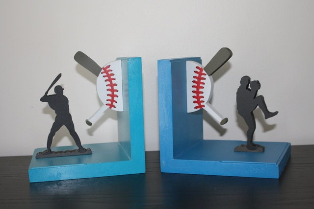 Bookends boy baseball handpainted kids room sports nursery bedding - Ready to Ship