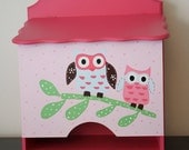 Owl Diaper organizer girl  handpainted kids room nursery bedding