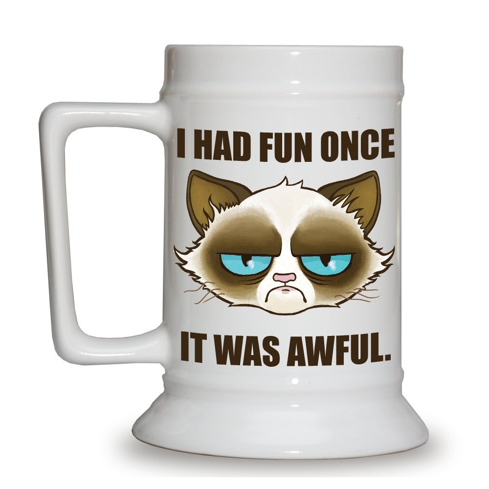 Cactus the Cranky Cat Beer Stein - for all you Tard the Grumpy Cat(TM) lovers out there - Meme beer stein