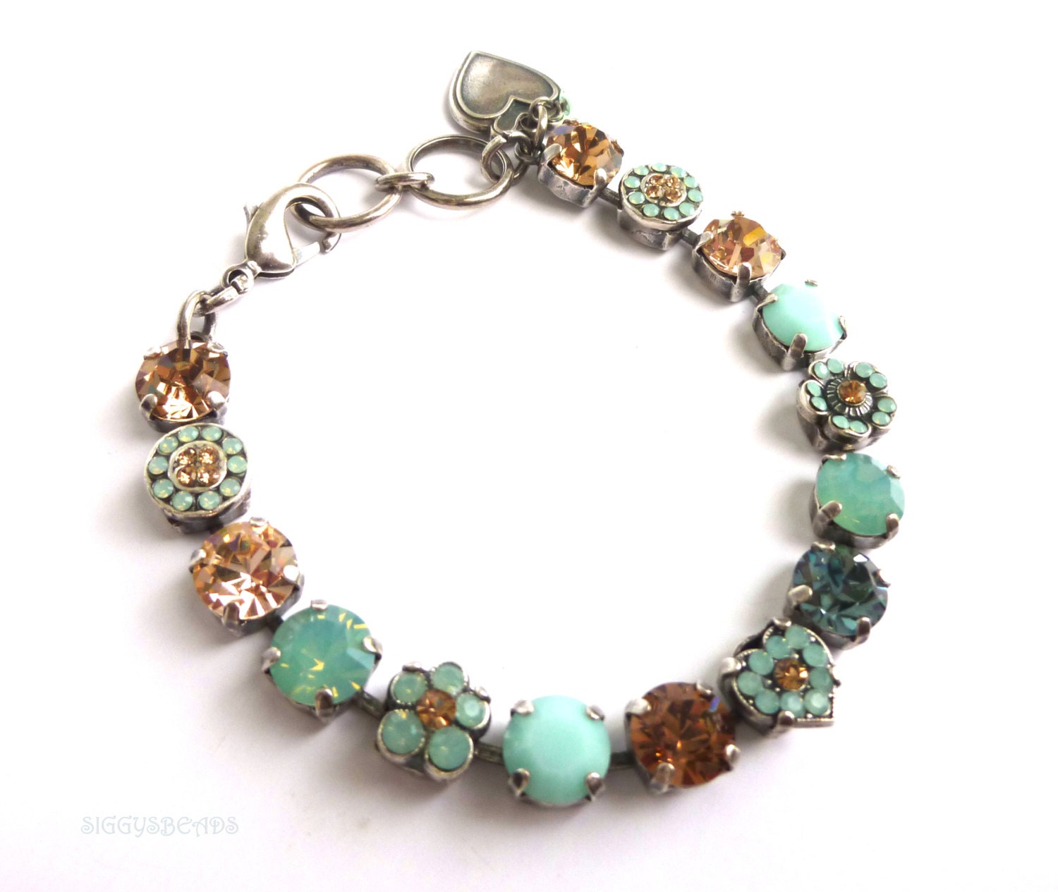 swarovski crystal tennis bracelet, turquoise, topaz, amber tennis bracelet,