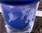 Crystal Vase Teleflora Czech Republic Humming Bird Floral Flower Nature oval clear glass wedding anniversary new home house warming