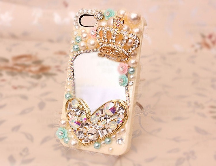 iPhone Case , iPhone4G case , iPhone4S case, iPhone5 Case , Love Crown pearls Mirrors Handmade  Phone Case Cover For iPhone4/4S For iPhone5