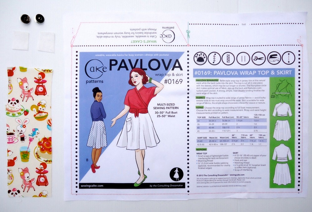 Organic Cotton Sateen Envelope Kits - Pavlova Separates - Cake Patterns