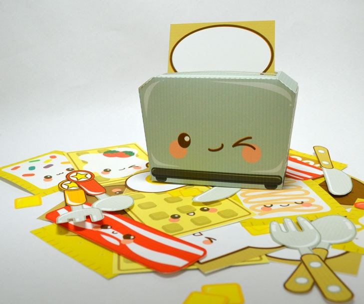 Breakfast Toaster Kit - INSTANT DOWNLOAD - Printable Paper Toy Craft by Paperholic Il_170x135