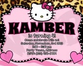 Cheetah Hello Kitty Invitations