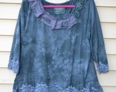 Orange tag- Blue Seals / L / Upcycled/ Tunic / Hand-dyed / One of a kind by SemX