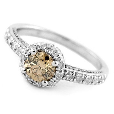 0.91ct Cognac Champagne Fancy Brown Diamond Engagement Ring 14k White Yellow Rose Pink Gold