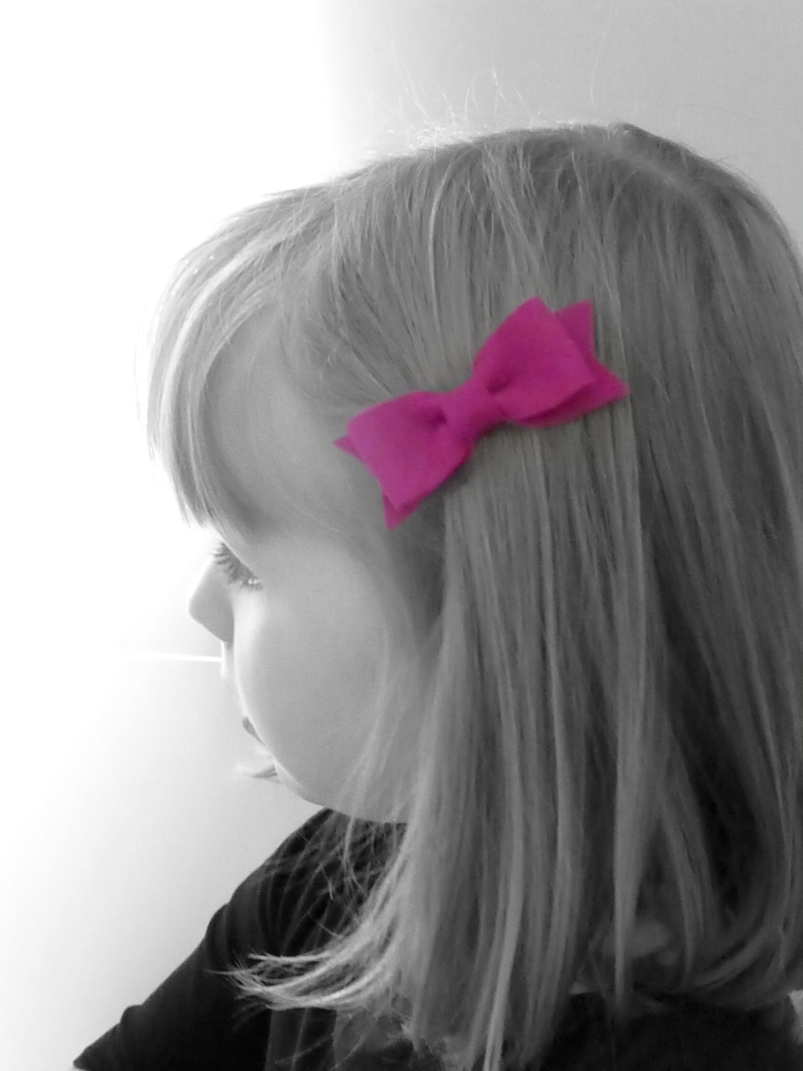 Wool Felt Bow - On Elastic Band, Headband, or Alligator Clip - You Choose Color - Medium Bow Size