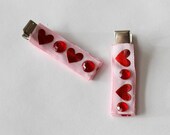 Valentine Clips, Pink And Red Heart Clips, Girls Hair Clips, Valentines Day Barrettes