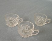 SALE Set of 3 Vintage Doll Miniature Pressed Glass Punch Cups Childs Toy Tea Set Perfect