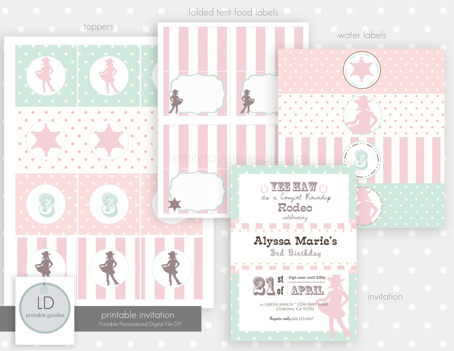 Cowgirl Party Print Kit Shabby Chic Il_170x135