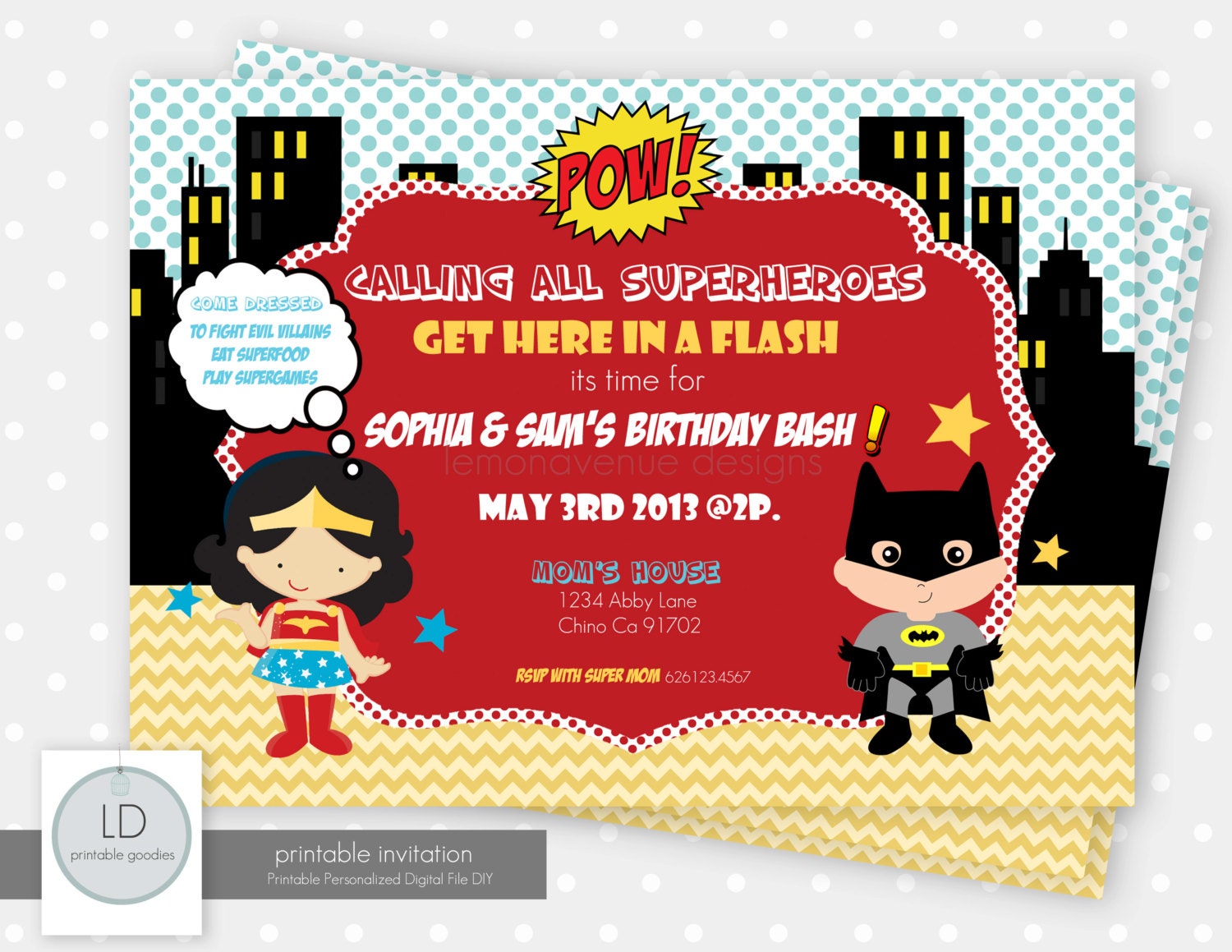 Superhero Boy and Girl Invitation Il_170x135
