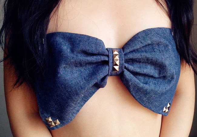 Bow Bandeau Bikini Top-Swimsuit Top-Stud bow Biniki