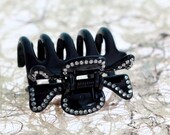 Hair clip-black-with Swarovski elements crystal,hair accessories,medium size clip for thick