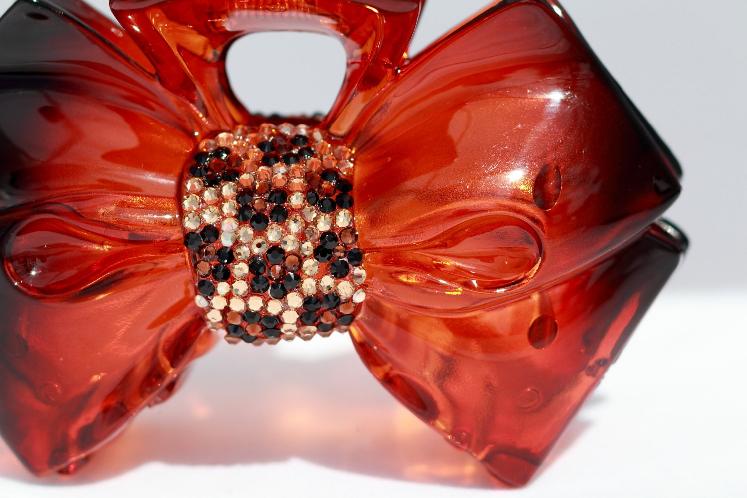 Leopard print Swarovski Element Crystal hair accessories,Cheetah Hair Claw,bow clip, brown-large-hair clip, plastic hair accessories
