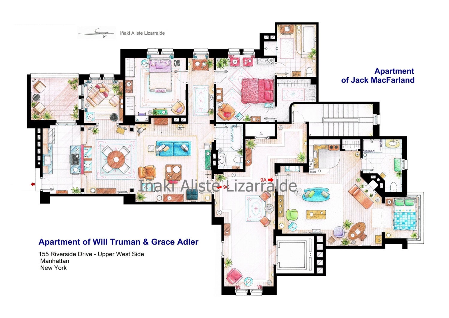 Will Truman, Grace Adler and Jack MacFarland's apartments from 'Will and Grace' (BIG)