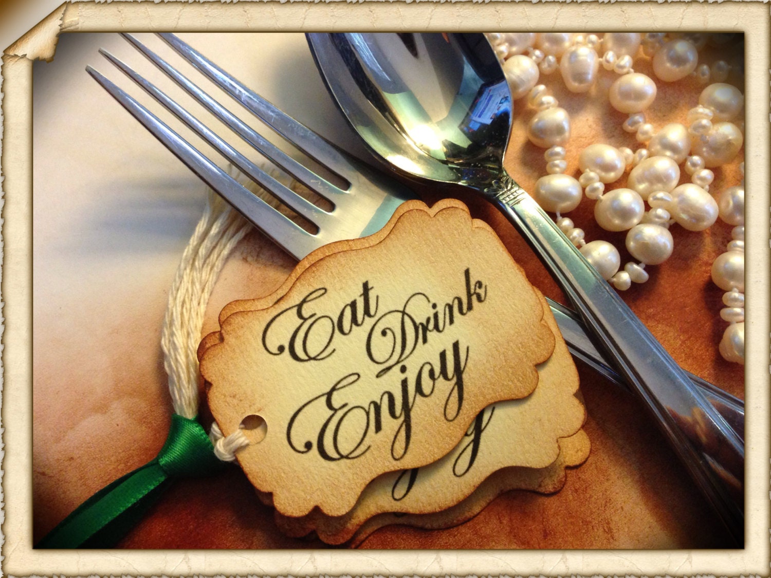 Eat Drink Enjoy Vintage Style Gift Tags Embelishment Paper Goods Craft Scrapbooking Supplies Wedding Party Favors