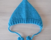 Super sweet Baby Girl girl hat Hat  Blue Knit Pixie Bonnet Newborn hat Photo prop  Baby Christening