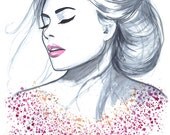 Print from Original Watercolor Fashion Illustration Modern Art Painting titled There is Something Magic In You