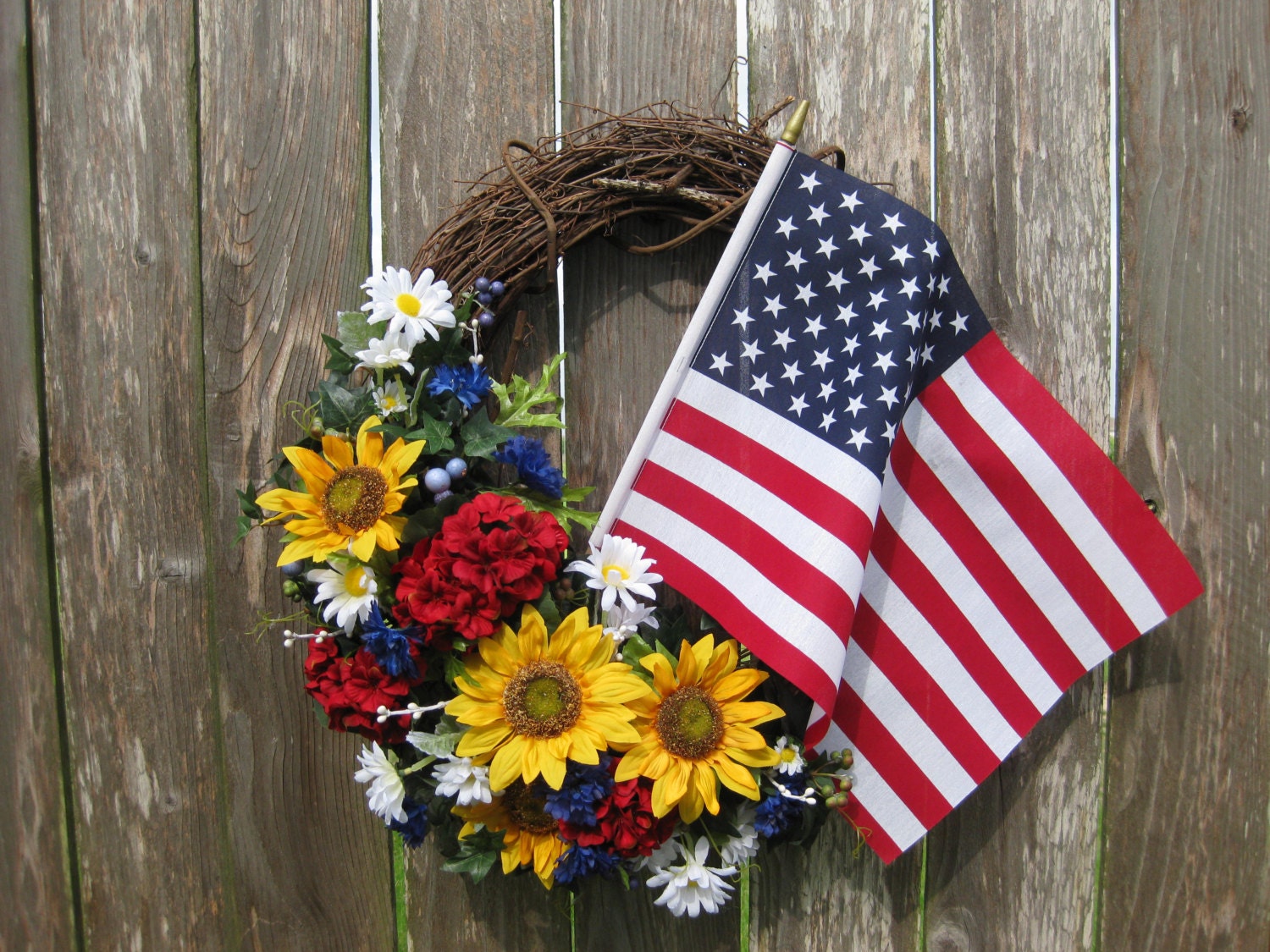 Patriotic Wreath, Memorial Day Wreath, Fourth of July Wreath, Independence Day Wreath, Flag Wreath, Front Door Wreath