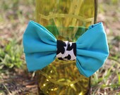 Bow Tie / Hair Bow Blue with Black and White Detail