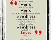 Personalized Dr. Seuss Poster Print, We are All a Little Weird Quote Poster Print, Children's room wall print 8" x 10"