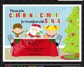 BREAKFAST With SANTA INVITATION or Thank You Card Personalized Birthday Party Printables (122)
