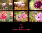 Set of 6 Spring Flower Postcards 4x6 Decorating Ideas Cards NC Souvenirs Fine Art Home Decor