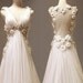 Vintage Wedding Dress A LINE Bridal Gown with Lace Flowers Deep V Neck Chiffon Evening Prom Dress--CUSTOM