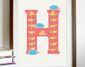 A4 Letter Alphabet artwork print: "H" / Nursery artwork / kids room artwork