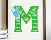 A4 Letter Alphabet artwork print: "M" / Nursery artwork / kids room artwork