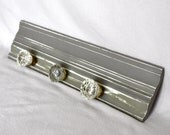 Gray Distressed Wooden Coat / Hat / Jewelry Hanger With Vintage Glass Door Knobs - Door Knob Coat Rack