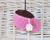 cute pincushion ideal gift for mother's day, tea cup ornament crochet, decor office desk, gift idea - LovelyKnitCrochet