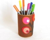 Decorative Cute Pencil Holder with an abstract tree design - upcycled metal  tin - Upcycled Recycled Repurposed