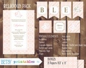 Religious celebration Kit, Baptism, Christening, First Communion, Confirmation Pink  DIY Editable - INSTANT DOWNLOAD 104