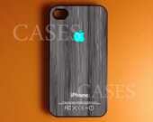 Iphone 4 Case, Turquoise Apple Iphone 4s Case Cover, Wood print Iphone Cases, Snap On Rubber or Hard Plastic Case