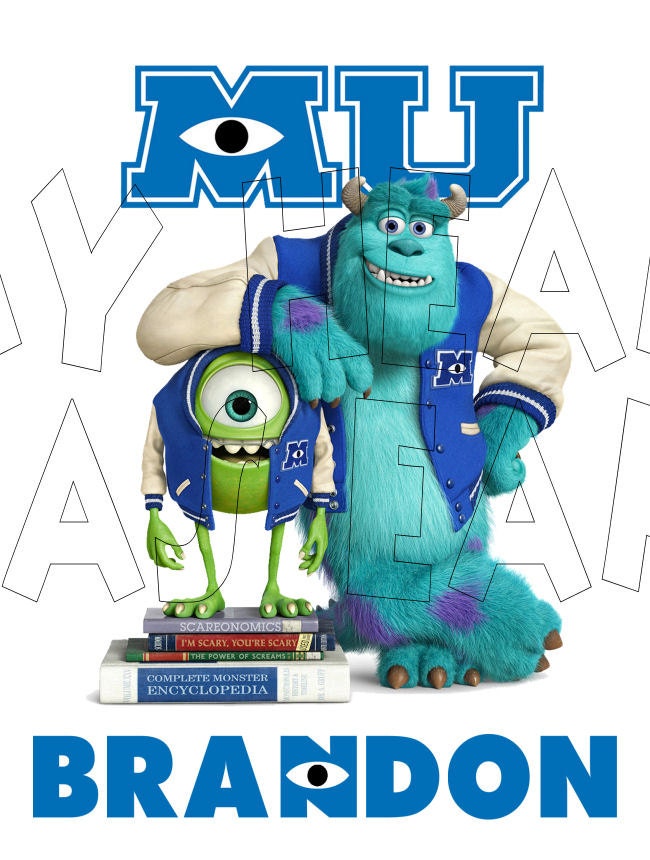 Printable DIY Monsters University with PERSONALIZED name Iron on transfer Birthday invitation