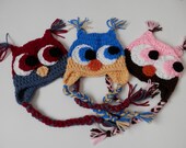 Crochet Owl Earflap Animal Hat Kids Baby Child Teen Adult  Beanie with ear flaps