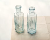Two Antique Six Sided Victorian Era Ribbed Poison Bottles - OhDearViolet