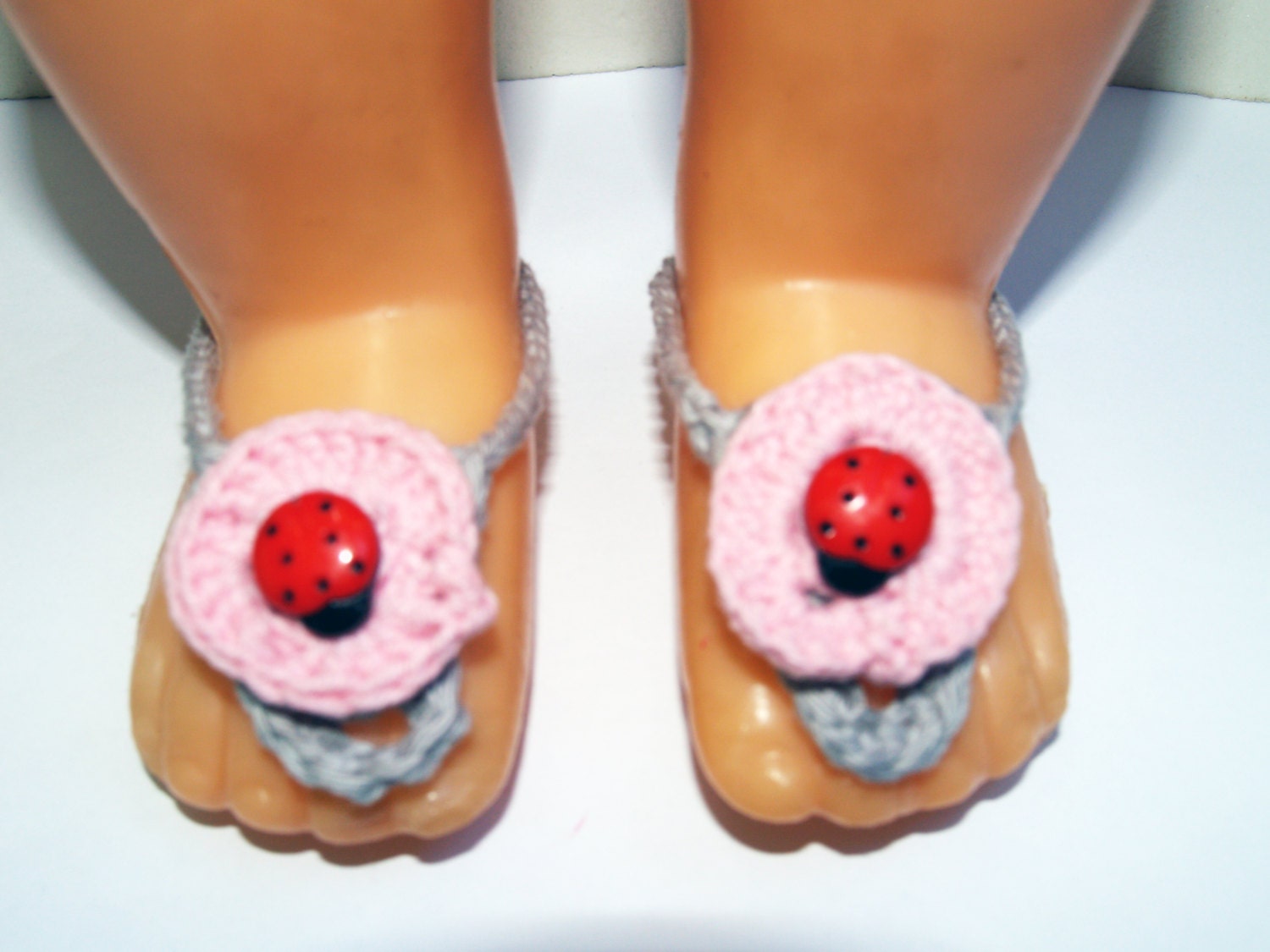 Crochet Baby Sandals, Baby Barefoot, Baby Shoes with ladybird