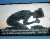 Girl Praying-1 Cor 6:19 Recycled, antiqued Wood, original Christian print-Wall Hanging-Wall Decor for home decor