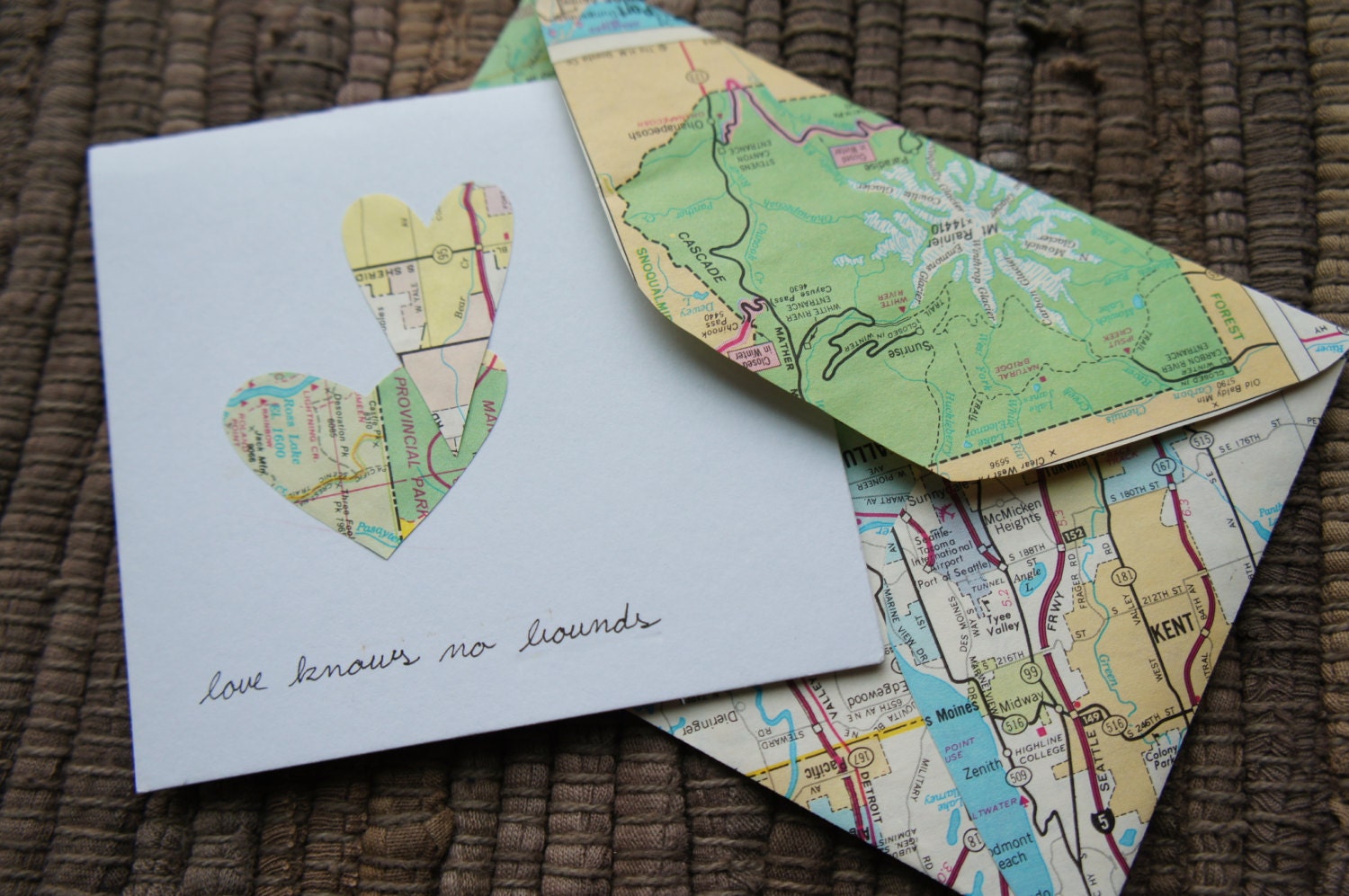 vintage map valentine's day cards