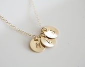 Three initials Gold Fill Necklace,Monogram Necklace,Simple daily Jewelry,Family,Couple,Sisterhood,Best Friends Necklace,Mother's Jewelry