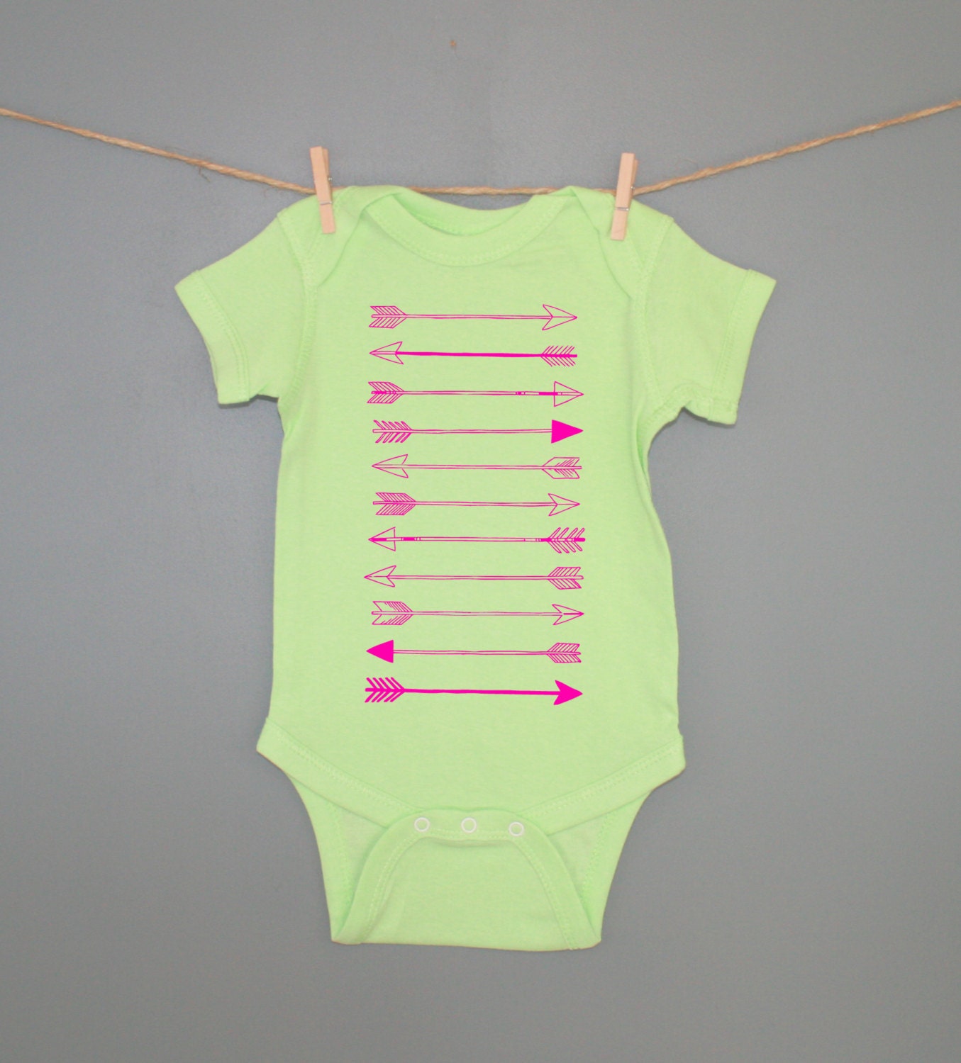 ARROW Baby Onesie, Hot Pink Arrow Graphic on Mint Baby Onesie,  Baby Clothes, Great Baby Gift or First Birthday