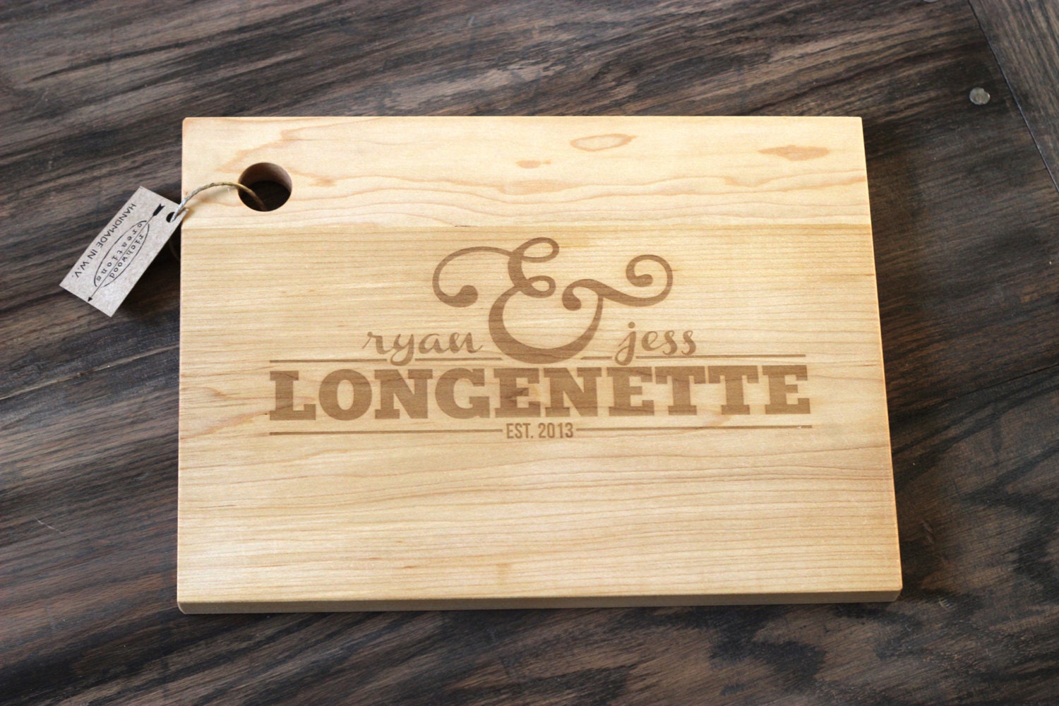 Custom Engraved Wood Cutting Board - Unique Design With Name & Date 16" x 11"