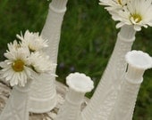 Vintage Milk Glass Group Bud Vases White Stars and Bars collection Wedding Shower Bridal Parties Cottage Chic Home Garden Decor