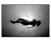Photography Underwater Backlit Figure Black & Whiter Silver Gelatin Fine Art Print 8'x10'/ 20x25 cm Christmas and Holiday Sale