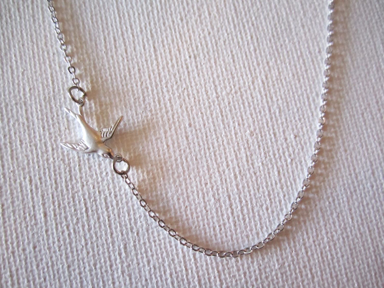 Sideways Sparrow Bird on Sterling Silver chain necklace..simple handmade jewelry, tiny, everyday, bridal jewelry, wedding, bridesmaid gift